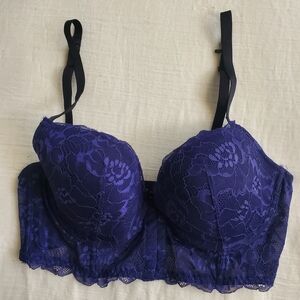 La SENZA Blue Lace Bra Front Clasp 36C